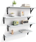 Wood Floating Shelves Set of 4, Rustic Storage Decor Wall Shelves, Wall Mounted Shelf for Living Room, Bedroom 23.6" x 6", Light Grey