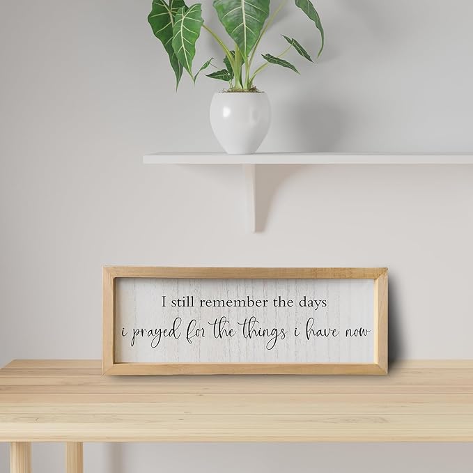 comurdyo I Still Remember the Days I Prayed Sign Wall Decor 16"×6" Master Bedroom Living Room Wooden Framed Wall Hanging Art (Wood)
