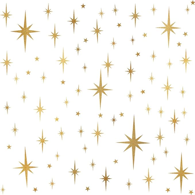 Star Wall Stickers Girls Room Wall Decals (116pcs) Sparkle Wall Sticker Stick and Peel Stars Stickers-6 Sizes