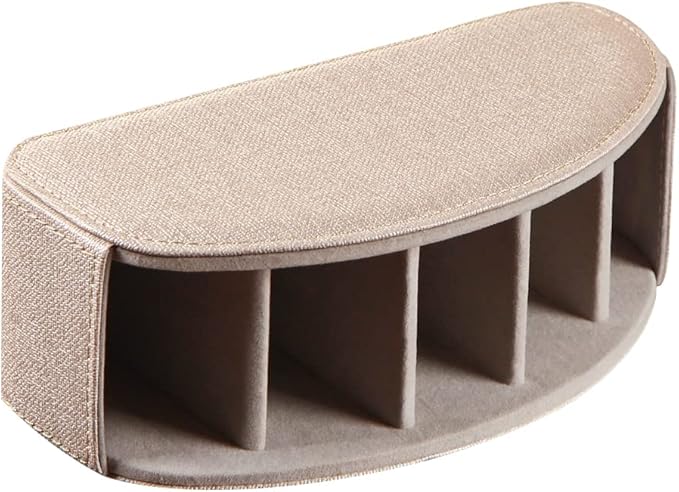 Ayunga PU Leather Remote Control Organizer Box with 5 Compartments - Desktop & Bedside Storage for TV Remotes,DVDs,Blu-ray,Glasses,Pens,Media Players Multi-Purpose Holder(Beige cloth)