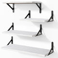 YGEOMER Floating Shelves for Wall, Different Sizes Rustic White Wall Shelves for Living Room, Bathroom, Bedroom, Kitchen, Home Decor (Set of 4)