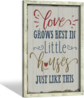 Rustic Home Sign Wall Decor: Farmhouse Family Quotes Wood Framed Art Print Inspirational Love Saying Picture Artwork for Bedroom Living Room Country House Decorations