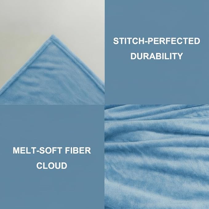 Fleece Blanket Full/Queen - 80x90 Inch Lightweight & Buttery-Soft Throw for Bed, Sofa, Camping | 300GSM Cloud-Touch Microfiber | Cozy Essentials for Travel & Movie Nights, (Light Blue)