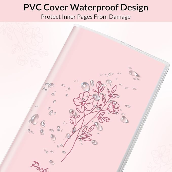 Pocket Calendar 2026-2027, Pocket Planner 2026-3.7" x 6.7" - Runs from January 2026 Until December 2027, Monthly Planner 2026-2027 with PVC Cover for Planning, Pink