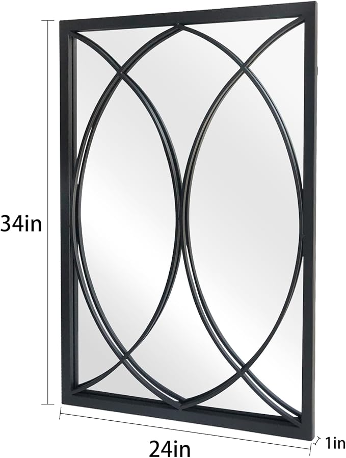 Black Rectangle Wall Mirror, Farmhouse Decorative Mirror for Entryway, Living Room, Bedroom, Hallway, Fireplace, Accent Wall Decor (Black2, 29.5'' x 20'')