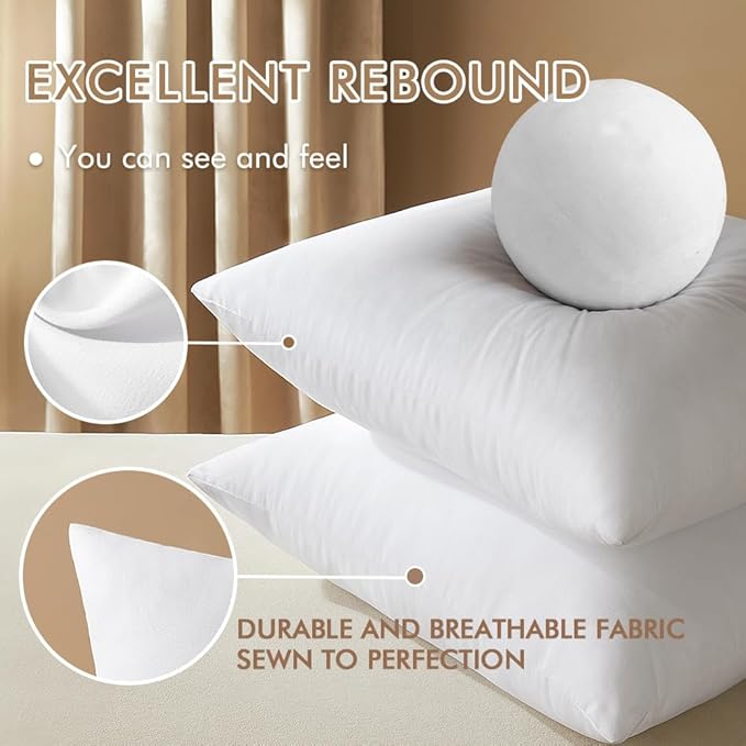 MIULEE 18x18 Inches Pillow Inserts Pack of 4, Decorative Throw Pillow Inserts for Couch