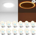 Amico 12 Pack 6 Inch 5CCT LED Recessed Ceiling Light with Night Light, 2700K/3000K/3500K/4000K/5000K Selectable Ultra-Thin Lighting, 12W=110W, 1100LM, Dimmable Canless Wafer Downlight ETL&FCC