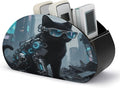 Black Cat Glasses Remote Control Holder Organizer Box with 5 Compartment PU Leather Bedside Storage Caddy Remote Organizer for Controller Media Player Pen/Pencil Storage
