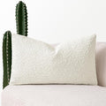 MIULEE Textured Boucle Throw Pillow Cover White Accent Solid Lumbar Pillow Case Decorative Soft Pack of 1 Couch Cushion Chair Sofa Bedroom Livingroom Home Decor,20.x14 Inch