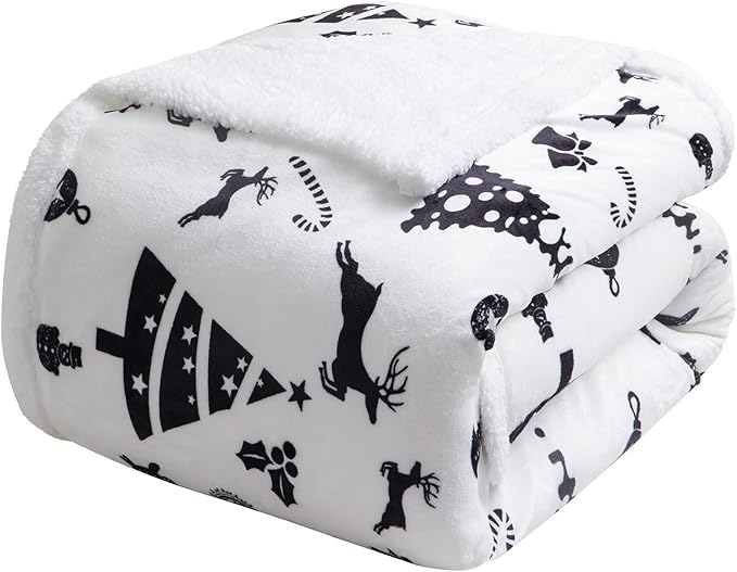 LBRO2M Sherpa Fleece Bed Blanket Queen Size,Christmas Super Soft Fuzzy Plush Warm Cozy Fluffy Microfiber Couch Throw Velvet Double Reversible Luxurious Blankets