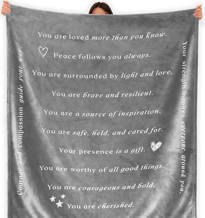 WOLF CREEK BLANKET Soft & Warm Gift Blanket for Women or Men - Light & Love Compassion Get Well Soon Positivity Courage Inspiration Healing Support & Comfort Gift for Mom Friend Sister. Cozy Flannel