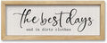 comurdyo Laundry Sign Wall Decor 16"×6" The Best Days End In Dirtiest Clothes Funny Laundry Room Bathroom Wood Framed Hanging Wall Art (Wood)