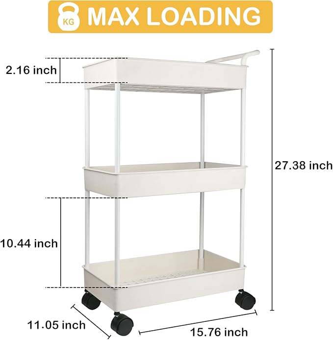 Baby Diaper Caddy, Plastic Movable Cart for Newborn Nursery Essentials Diaper Storage Caddy Organizer for Changing Table & Crib, Easy to Assemble, Beige