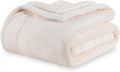 Berkshire Blanket-Sherpa Fleece Blanket, Warm and Soft Loftmink Reversible Blanket for Bed, Sofa and Travel, Cream, 90 in x 108 in