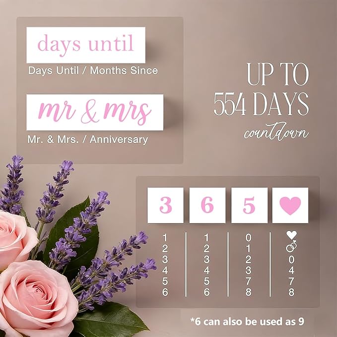 6 Pcs Wooden Engagement Gifts for Couples Wood Engagement Party Decorations Block Wedding Day Countdown Calendar Fiance Gifts for Women Future Mr Mrs Newly Engaged Couples, White