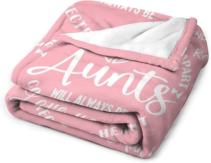 ITFRO Aunt Gift Flannel Fleece Throw Blanket Pillow Cover Set 50x60 Inch Ultra Soft Polyester Blanket 18x18 Inch Plush Pillow Case All Seasons for Mother's Day Birthday Christmas (Pink)