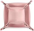uxcell 2 Pcs Valet Tray for Women and Men, PU Leather Jewelry Tray Entryway Table Bedside Nightstand Catchall Storage Organizer for Jewelry Key Coin Watch Wallet(Square, Pink)