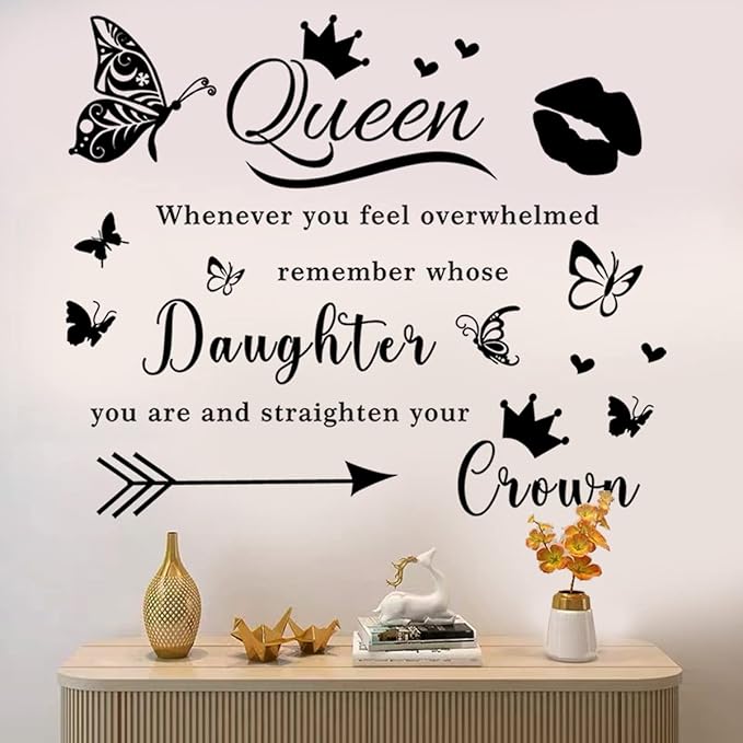 Wall Sticker Room Decor Vinyl Wall Decals Sayings Art Lettering Wall Stickers & Murals Queen Inspirational Wall Decor Sticker for Teen Girls Bedroom Living Room Wall Quotes Stickers Home Decorations.