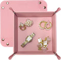 UnionBasic Small Valet Tray, Jewelry Tray for Rings Watches Earrings, Entryway Catchall Caddy for Coins Keys Change, Nightstand Bedside Valet Holder, Trays for Electronic Gadgets, Candy Pink