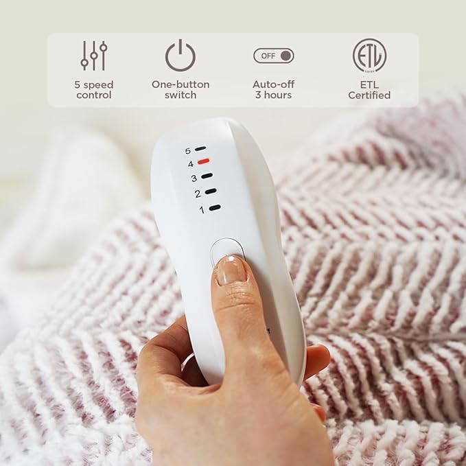 Heated Blanket Electric Blanket 50" x 60" - Cozy Soft Heated Throw with 5 Heating Levels & 3 Hours Auto Off,Machine Washable,ETL & FCC Certification(Frosty Pink)