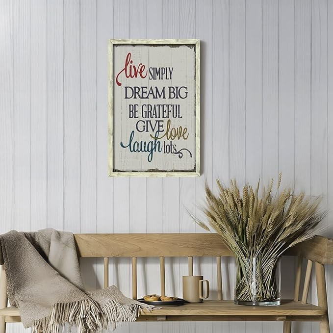 Inspirational Wall Decor Wood Art: Motivational Quotes Framed Picture Rustic Positive Sayings Print Encouraging Signs Painting for Farmhouse Bedroom Living Room Home