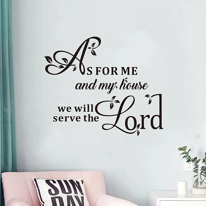 Christian Wall Decals for Living Room: Bible Verse Quotes Inspirational Positive Vinyl Art Wall Stickers for Bedroom Wall Decor - As for Me and My House 24" X 20"