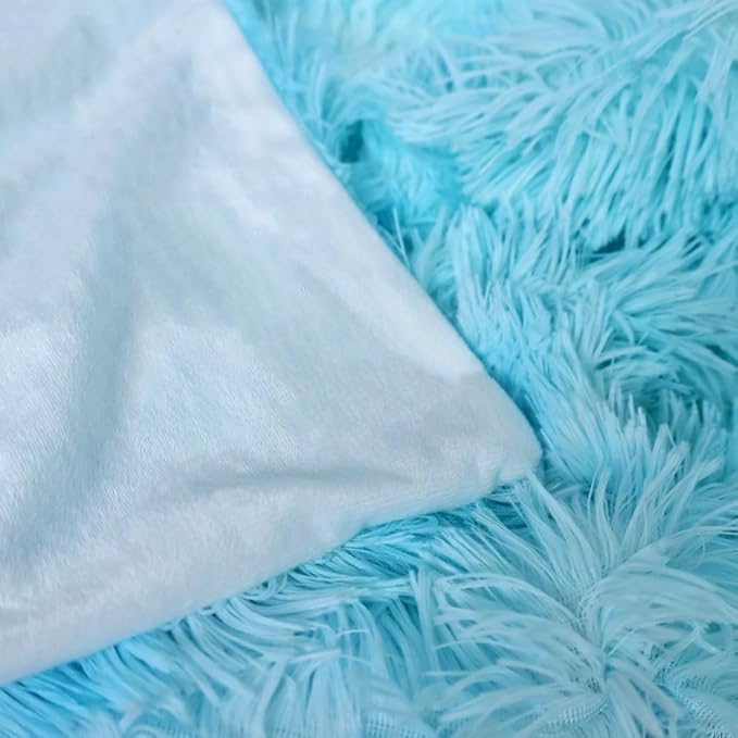 Plush Super Soft Blanket Bedding Sofa Cover Furry Fuzzy Fur Warm Throw Qulit Cozy Couch Blanket for Winter (51"x63",Tie Dye Blue)