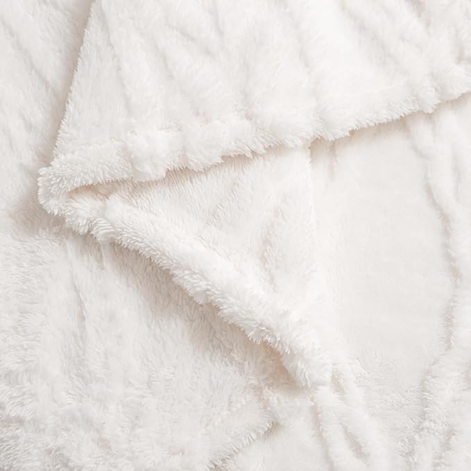 YUSOKI Queen Size Blanket Single Layer,Weight(4.4lb),370GMS-3D Stylish Design for Gift Home Decor (Ivory,90"x90")