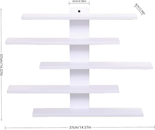 5-Tier Floating Wall Mounted Shelves, Wall Display Storage Shelf for Anime Figurines, Dolls, Plants & Statues, Decorative Organizer for Bedroom, Living Room, Study, Kids Room(White)