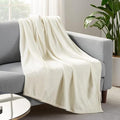 Serta Cozy Plush Thick Fuzzy Super Soft Lightweight Throw Blanket for Bed, Couch, or Travel, Queen (90 in x 90 in), Off White