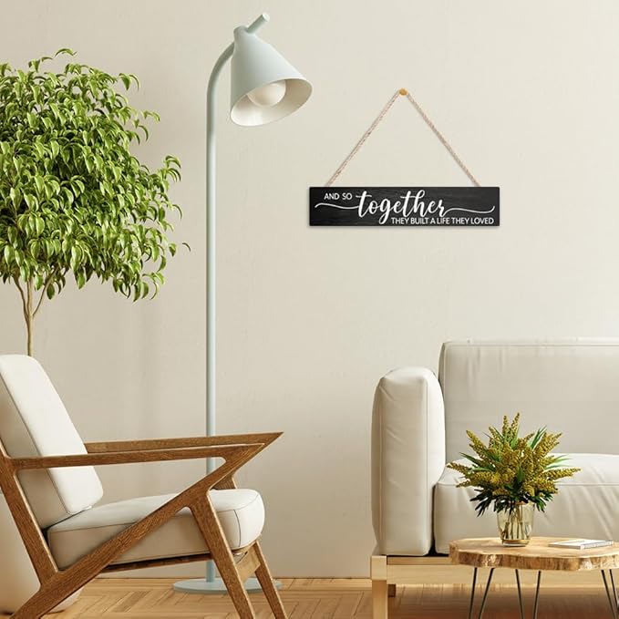 AGMDESIGN And So Together They Built A Life They Loved Wood Sign, Rustic Wedding Decor, Home Love Signs Decorations Gifts for Men Women Married Couple Friend Family