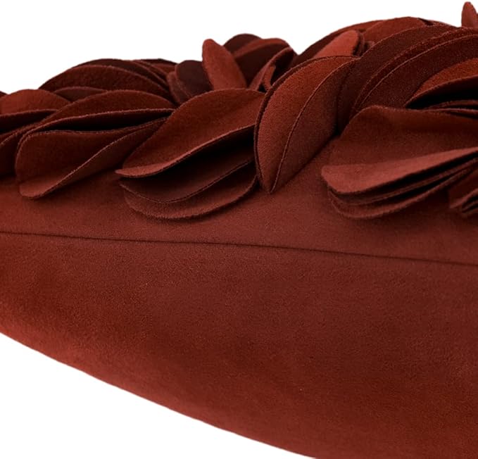KINGROSE Handmade 3D Flower Soft Home Decorative Throw Pillow Case Rectangle Cushion Cover for Sofa Couch Chair Bed 12 x 20 Inches Solid Suede Rust Red