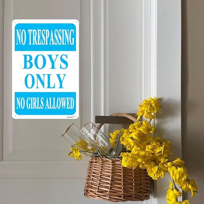 Aluminum No Trespassing Sign, Boys Only - 12"x16"