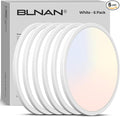 BLNAN LED Flush Mount Ceiling Light, 12 Inch 24W 3000K 4000K 5000K Hardwire Light Fixture, Ultra Thin Round White Lamp for Kitchen Porch Bedroom Hallway Stairwell Basement, Non-dimmable 6 Pack