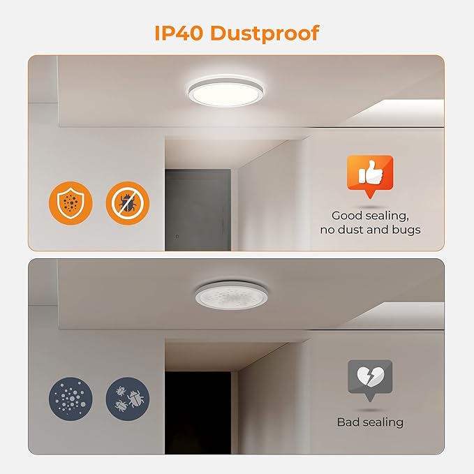 BLNAN LED Flush Mount Ceiling Light, 9 Inch 18W 3000K/4000K/5000K Hardwire Light Fixture, Ultra Thin Round White Lamp for Kitchen Porch Bedroom Hallway Stairwell Basement, Non-dimmable 2 Pack