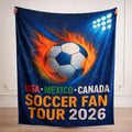 Soccer Fan Tour 2026 Throw Blanket, Soft Flannel Football Season Blanket for Couch Bed, Game Day Soccer Gift for Men Women Kids