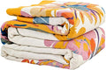 Boho Throw Blanket, 100% Cotton Ultra Soft Luxury Throw Rustic Quilt, 60"x80" Floral Bird Butterfly Farmhouse Decor Bed Blankets, All Season Rustic Reversible Bohemian Throw for Bed - Yellow