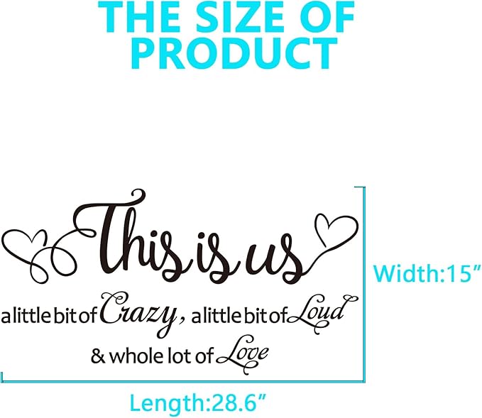 Motivational Home Wall Decals for Bedroom: Inspirational Family Quotes Vinyl Art Wall Stickers for Living Room Kitchen Apartment Bathroom - This is US 28.6" X 15"