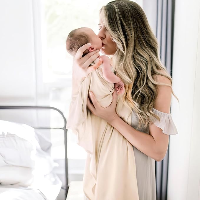 GRSSDER 2 Pack Newborn Swaddle Blanket, Ultra Soft Stretchy Jersey Knit Extra Large Size 33 x 44 Receiving Blankets for Easy Swaddling Baby Snug and Cozy