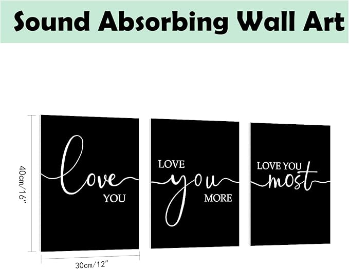 Love You More Wall Art: I Love You Signs Over Bed 12x16 Inch, Set of 3, Romantic Bedroom Decor, Modern Minimalist Master Bedroom Pictures Farmhouse Wall Decor Hanging Paintings