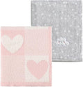 CREVENT 2Pcs 30''X40'' Cute Cozy Fluffy Warm Baby Blankets for Infants Toddlers' Bedding Crib Cot Stroller - Grey Cloud + Knit Pink Heart