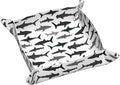 Sharks Nautical Boys Leather Vanity Tray Desktop Storage Organizer, Decorative Catchall Perfume Tray, Bathroom Valet Tray,Nightstand Caddy Holder for Keys Phone Wallet Coin Jewelry, S