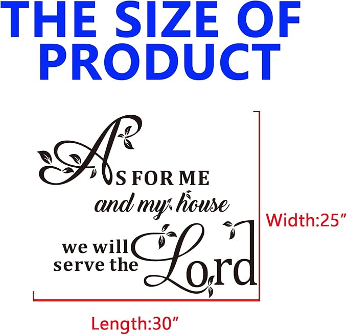 Inspirational Wall Stickers for Living Room: Bible Verse Christian Quotes Positive Vinyl Art Wall Decals - As for Me and My House 30" X 25"