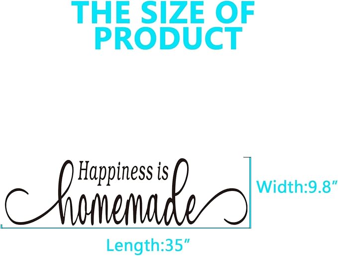 Family Wall Stickers for Living Room: Inspirational Home Quotes Vinyl Art Wall Decals for Kitchen Dining Room Bedroom Bathroom Apartment - Happiness is Homemade 35" X 9.8"