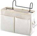 Surblue Bedside Caddy Bedside Storage Bag Hanging Organizer for Bunk, Hospital Beds, Dorm Rooms Bed Rails Camp 4 Pockets and 2 Hooks (White)
