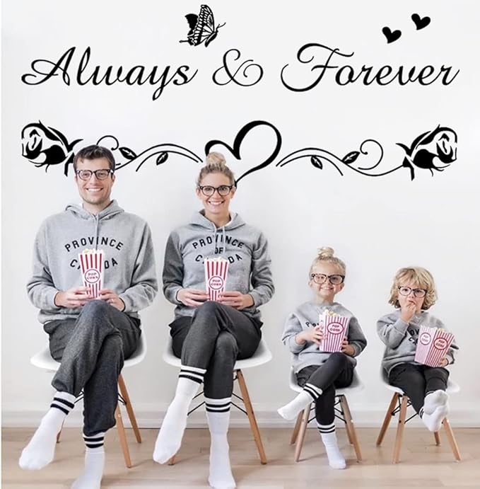 Always & Forever Vinyl Wall Decals - Inspirational Family Wall Decor Sticker for Bedroom & Living Room