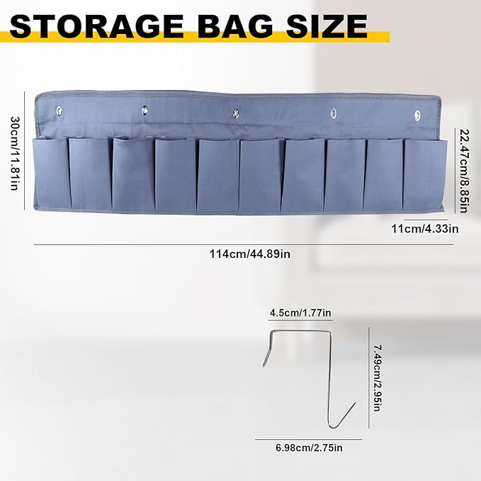 Oxford Fabric Bedside Hanging Storage Organizer, RV Shoe Storages Pockets for Bedside, Heavy Hanging Bedsides Storage Organizer with Sturdy Hooks Storages Pockets Hangs on Bed for Shoes, Tool (2)