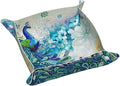 Peacocks and flowers Leather Vanity Tray Desktop Storage Organizer, Decorative Catchall Perfume Tray, Bathroom Valet Tray,Nightstand Caddy Holder for Keys Phone Wallet Coin Jewelry, S