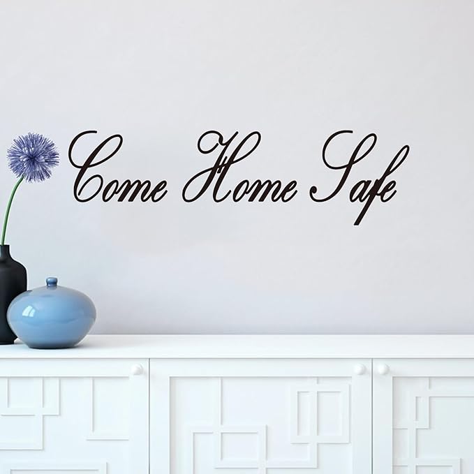 Motivational Home Wall Decals for Bedroom: Inspirational Family Quotes Vinyl Art Wall Stickers for Living Room Kitchen Apartment Bathroom - Come Home Safe 35" X 9.8"