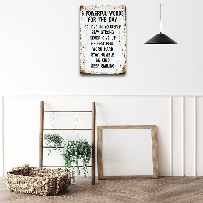 Inspirational Wall Art Metal Tin Sign Inspiring Positive Quotes Room Decor for Living Room Bedroom Classroom Gym, Motivational Wall Decor for Teen 8 x 12 Inch